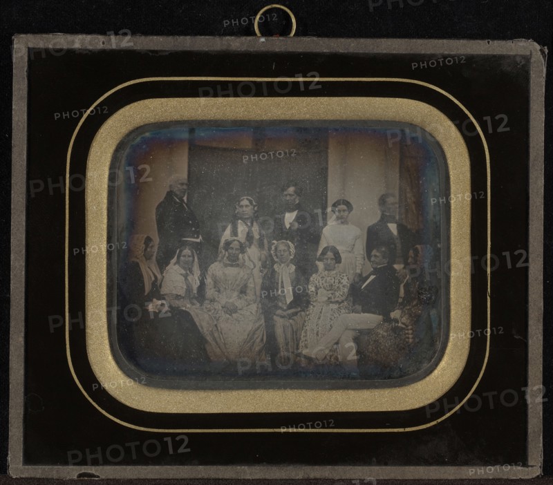 Group portrait of twelve members of the Circle of Eynard-Lullin; Jean-Gabriel Eynard, Swiss, 1775 - 1863, 1849; Daguerreotype