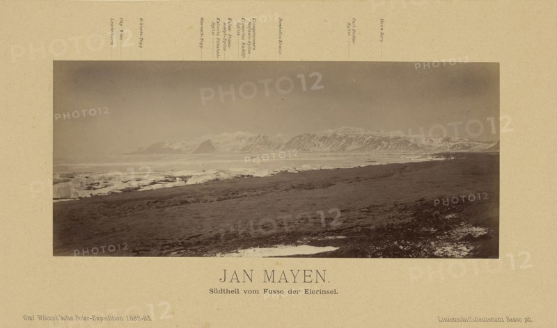 Jan Mayen, Sudtheil vom Fusse der Eierinsel;, Linienschiffs-Lieutenant, Richard Basso, German ?, active 1882 - 1883, Jan Mayen
