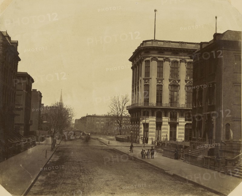 View Up Fifth Avenue with St. Germain Hotel; Attributed to Silas A. Holmes, American, 1820 - 1886, or attributed to Charles