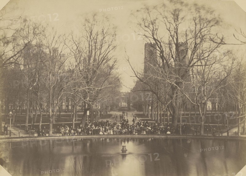 Washington Square Park Fountain with Pedestrians; Silas A. Holmes, American, 1820 - 1886, New York, New York, United States