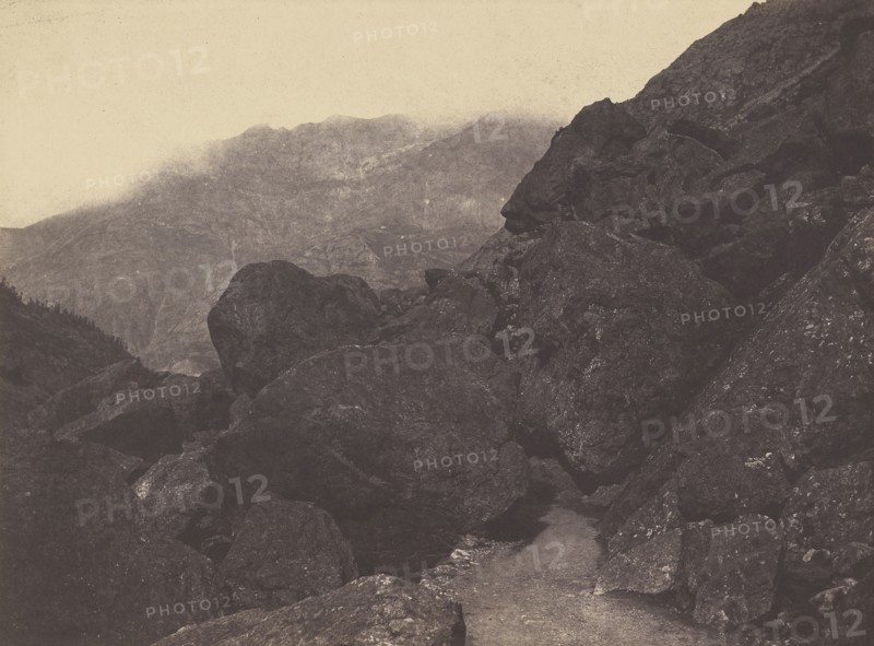 Boulders near Gavarnie; Vicomte Joseph de Vigier, French, 1821 - 1862, Gavarnie, France; about 1853; Salted paper print