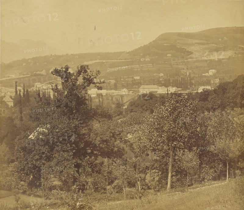 Chambery, Savoie). Vue prise de la fontaine des Eaux-Claires; V. Muzet, French, active 1860s, Chambery, France; 1860 - 1865