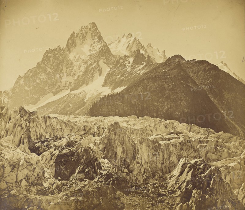 Le Mont-Blanc, Haute-Savoie, Le glacier des Bois et l'Aiguille des Charmoz; V. Muzet, French, active 1860s, Haute-Savoie