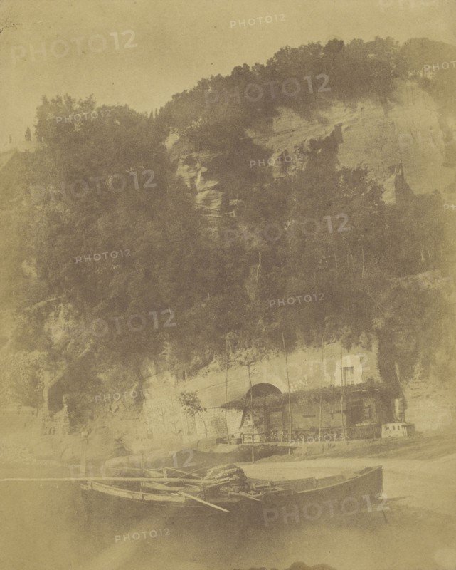 Beach Front Cafe Built into Cliff; Firmin Eugène Le Dien, French, 1817 - 1865, Possibly printed by Gustave Le Gray French