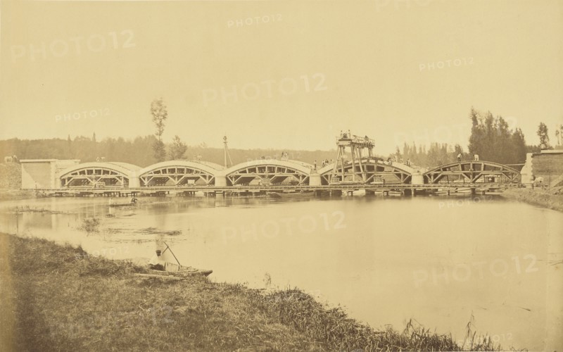 Line from Villeneuve-Saint-Georges to Montargis, Viaduct on the Loing, near Montargis, Auguste Hippolyte Collard French, 1812