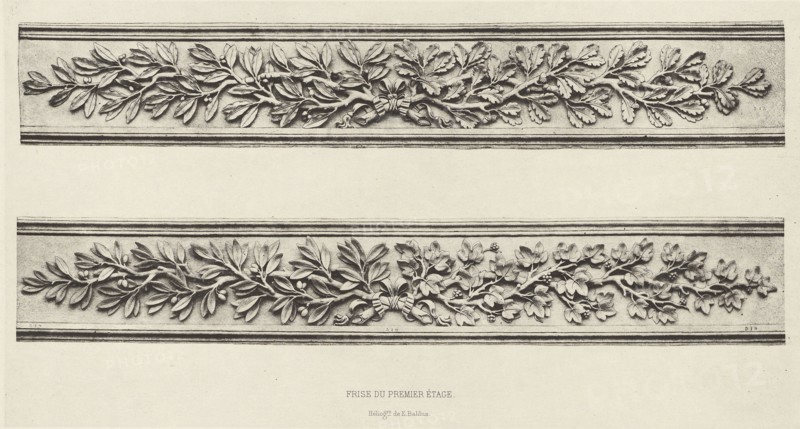 Frise du Premier Étage; Édouard Baldus, French, born Germany, 1813 - 1889, Paris, France; about 1868; Heliogravure