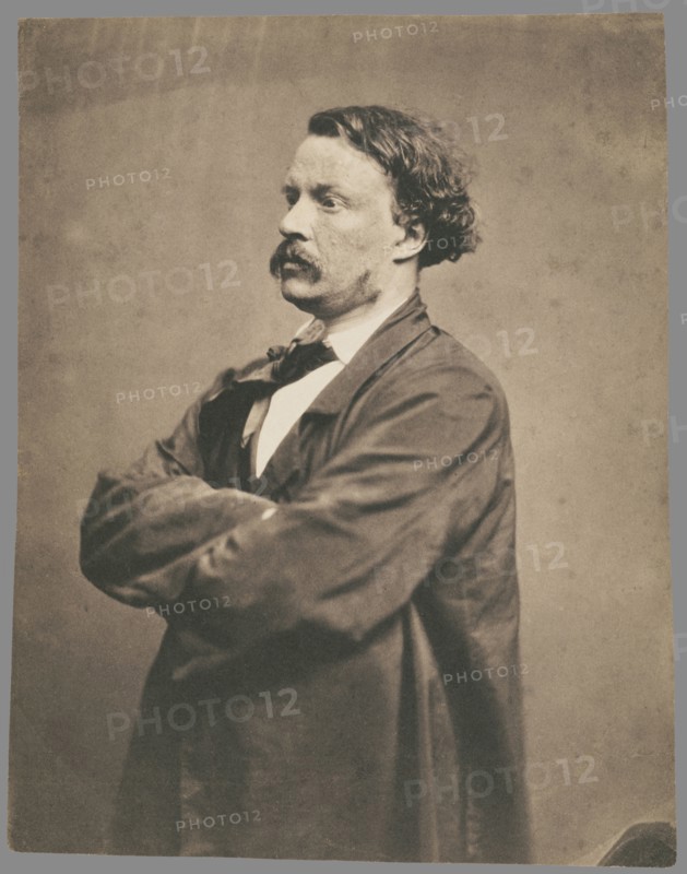 Self-Portrait in Smock; Nadar, Gaspard Félix Tournachon, French, 1820 - 1910, 1855 - 1857; Salted paper print; 23.6 x 18.5 cm