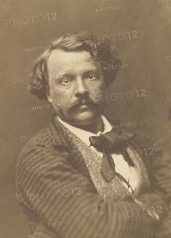 Self-Portrait in Striped Coat; Nadar, Gaspard Félix Tournachon, French, 1820 - 1910, 1856 - 1858; Salted paper print; 18.1 x 13