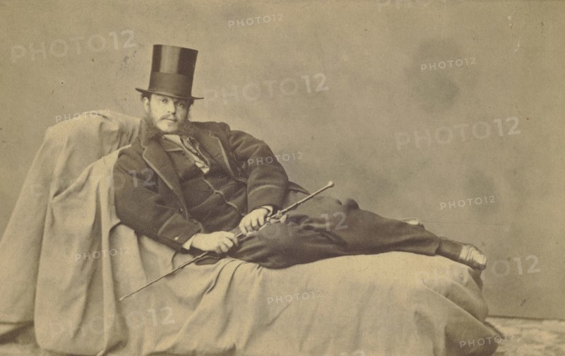 Full figure reclining self portrait of Adrien Tournachon; Adrien Alban Tournachon, French, 1825 - 1903, about 1858; Albumen