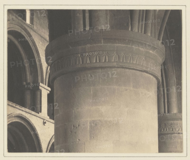 Southwell Cathedral - Nave, Norman Capital; Frederick H. Evans, British, 1853 - 1943, 1898; Platinum print; 9 x 11.1 cm