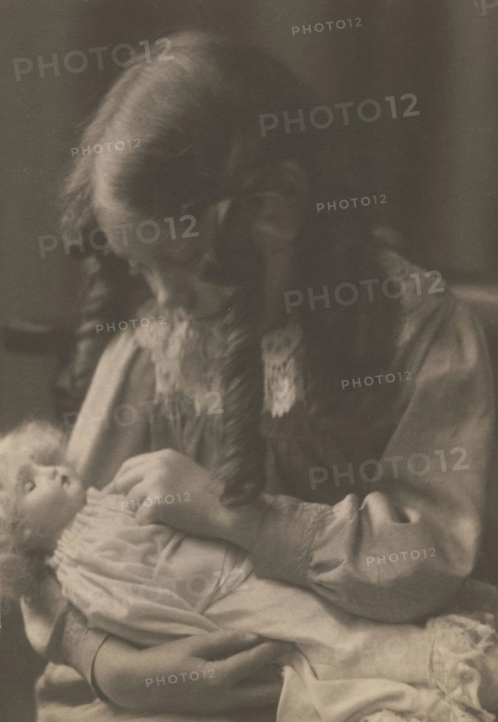 Barbara Evans and Phyllis the Doll; Frederick H. Evans, British, 1853 - 1943, about 1900; Platinum print; 18.7 x 13 cm
