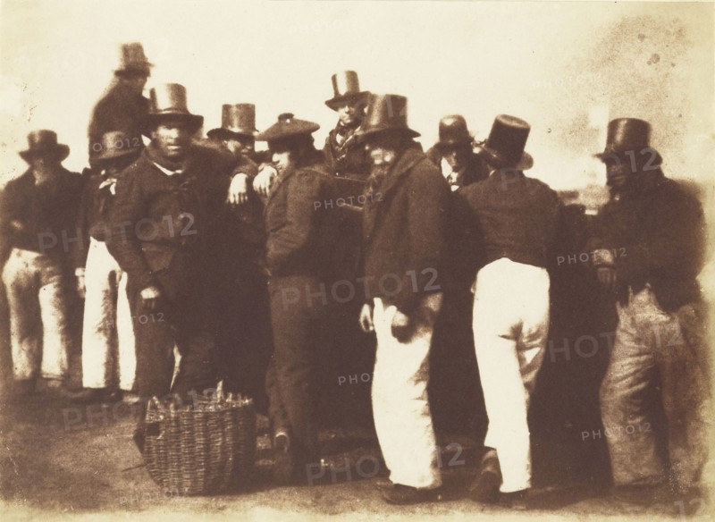 Newhaven Fishermen; Hill & Adamson, Scottish, active 1843 - 1848, Scotland; 1845; Salted paper print from a Calotype negative