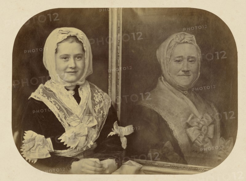 Young, Chubby Girl Dressed Like A Picture of Her Great-Grandmother; Oscar Gustave Rejlander, British, born Sweden, 1813 - 1875
