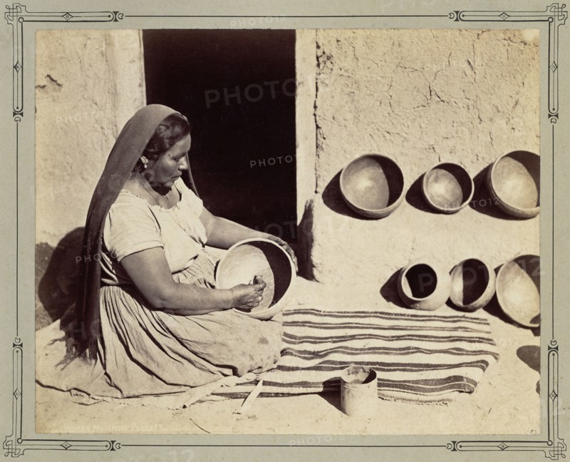 Woman Polishing Pottery; John K. Hillers, American, 1843 - 1925, 1879; Albumen silver print