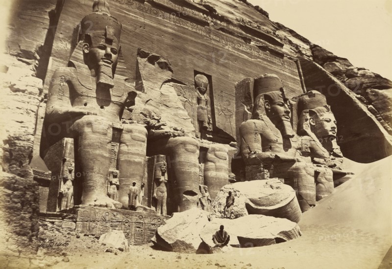 Nubia - Temple of Abu Simbel; Antonio Beato, English, born Italy, about 1835 - 1906, 1880 - 1889; Albumen silver print
