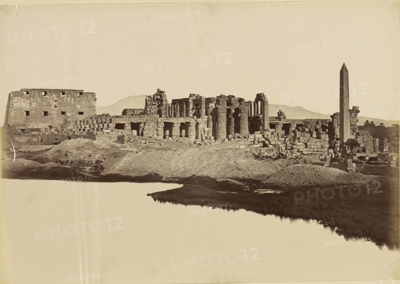 Karnak - View of the Sacred Lake; Antonio Beato, English, born Italy, about 1835 - 1906, about 1885; Albumen silver print