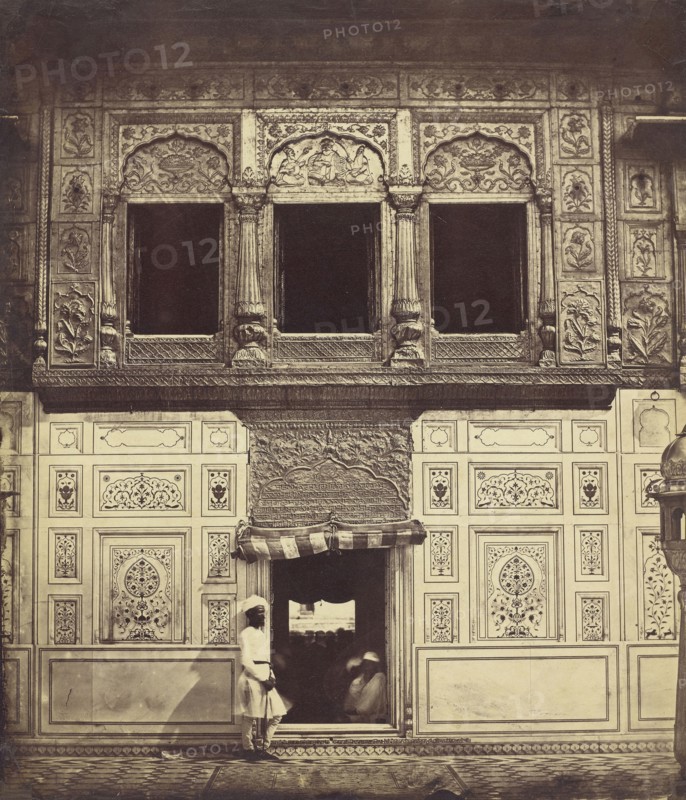 Interior of the Sikh Temple with Marble Mosaic; Felice Beato, 1832 - 1909, Henry Hering, 1814