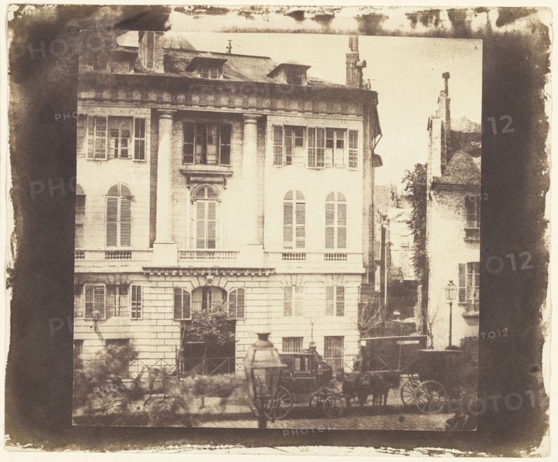 Carriages and Parisian Townhouses; William Henry Fox Talbot, English, 1800 - 1877, Paris, France; May 1843; Salted paper print