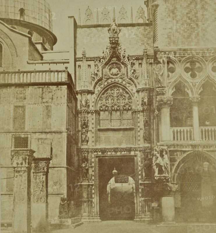 Porta della Carta, Doge's Palace; Venice, Italy, Europe; about 1855 - 1865; Albumen silver print