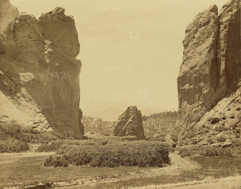 Gateway Garden of the Gods and Pikes Peak; William Henry Jackson, American, 1843 - 1942, about 1880; Albumen silver print