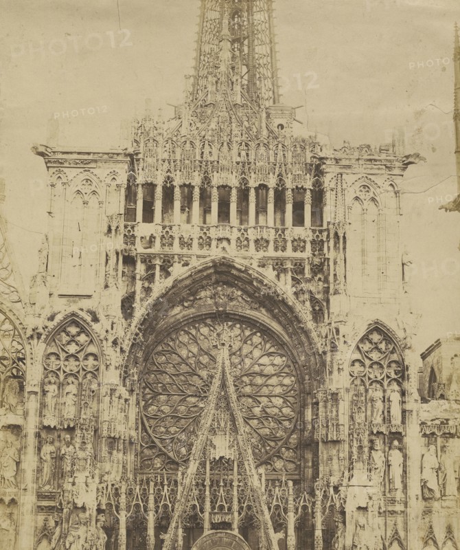 Rouen Cathedral; Auguste-Rosalie Bisson, French, 1826 - 1900, Rouen, France; about 1857 - 1858; Albumen silver print