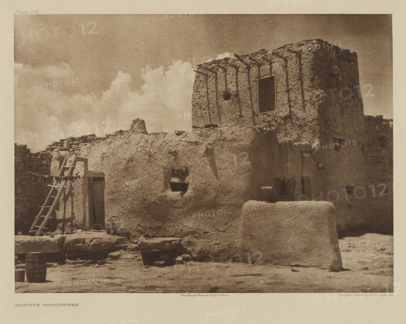 Paguate Watchtower; Edward S. Curtis, American, 1868 - 1952, 1925; Gravure; 29.1 x 39.6 cm 11 1,2 x 15 9,16 in
