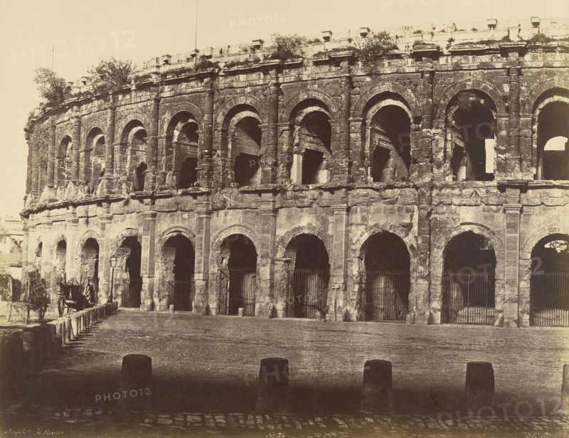 Amphitheatre de Nimes; Édouard Baldus, French, born Germany, 1813 - 1889, Nimes, France; 1850s; Albumen silver print