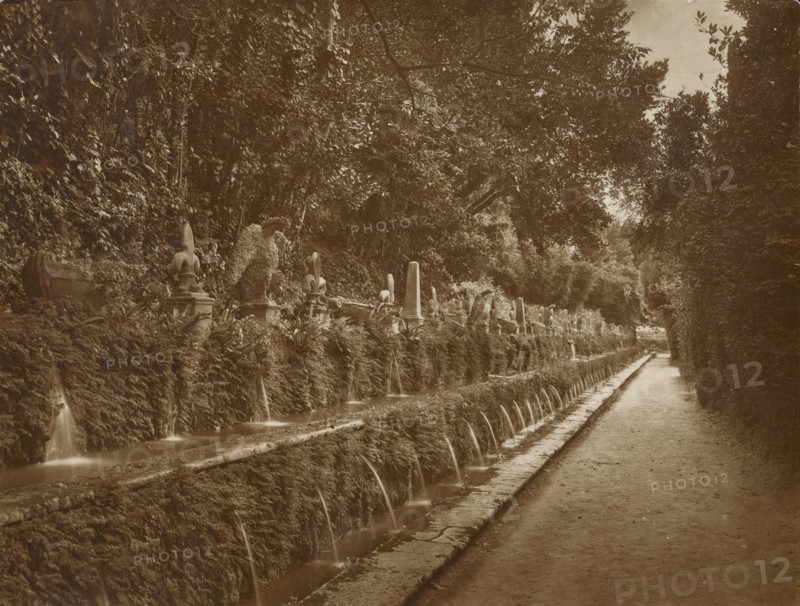 Villa d'Este, Gallery of Fountains; James Anderson, British, 1813 - 1877, Rome, Italy; about 1855 - 1877; Albumen silver print
