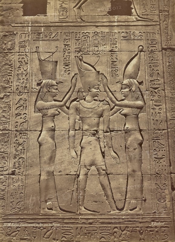 Edfou Couronnement du Roi par Désses; Henri Béchard, French, active Cairo, Egypt 1869 - 1880s, Cairo, Egypt; 1872; Albumen