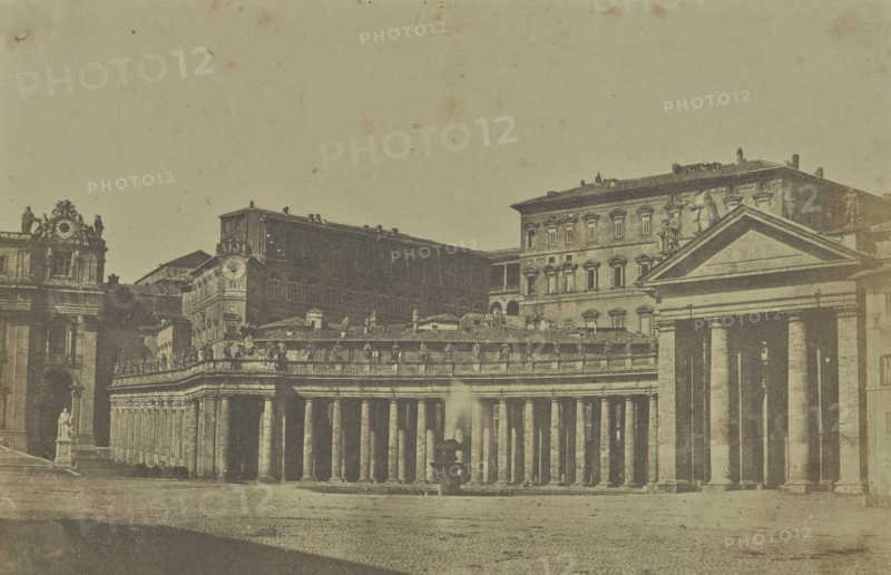 St. Peter's Square; Italian; Rome, Italy, Europe; about 1850 - 1860; Salted paper print; 14.9 x 22.6 cm 5 7,8 x 8 7,8 in