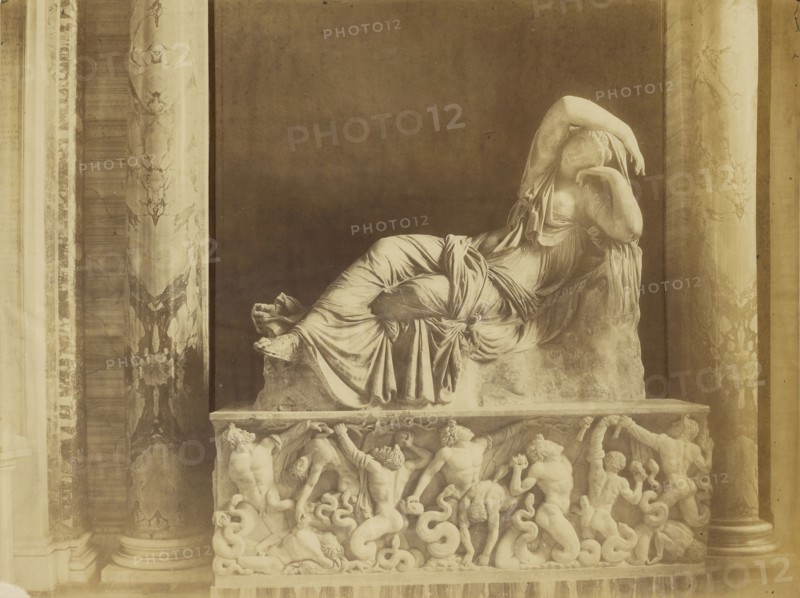 The Sleeping Ariadne, Rome; Charles Soulier, French, 1840 - 1875, Vatican City; about 1860; Albumen silver print