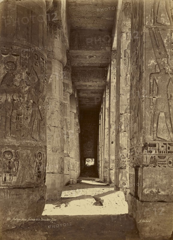 The Temple of Ramesses III, Medinet Habu; Henri Béchard, French, active Cairo, Egypt 1869 - 1880s, about 1872; Albumen silver