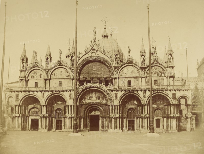 large domed building with multiple spires; Glimette, French, active 19th century, London, England; about 1855 - 1895; Albumen