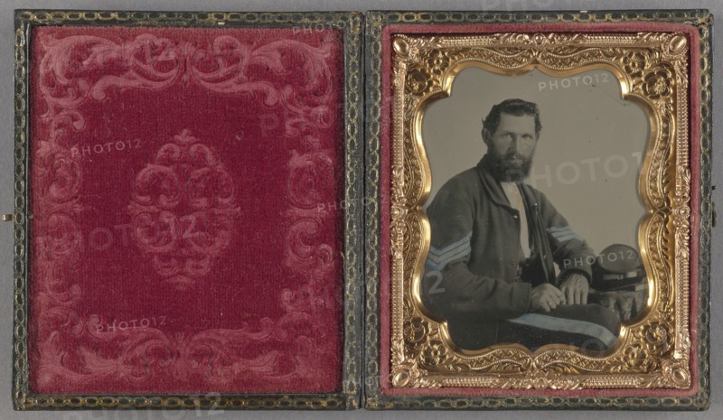 Portrait of a Confederate soldier; American; about 1862; Ambrotype, hand-colored