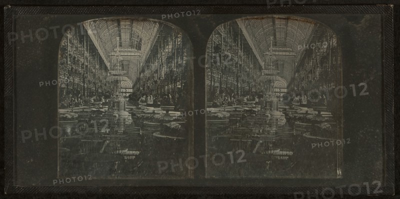 Crystal Palace, transept showing Osler's glass fountain; Joseph Amadio, British, active London, England about 1855, 1855