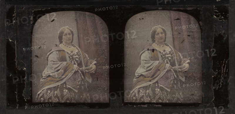 Portrait of a Well-to-do, Well-dressed Woman; Antoine Claudet, French, 1797 - 1867, 1852 - 1860; Stereograph, daguerreotype