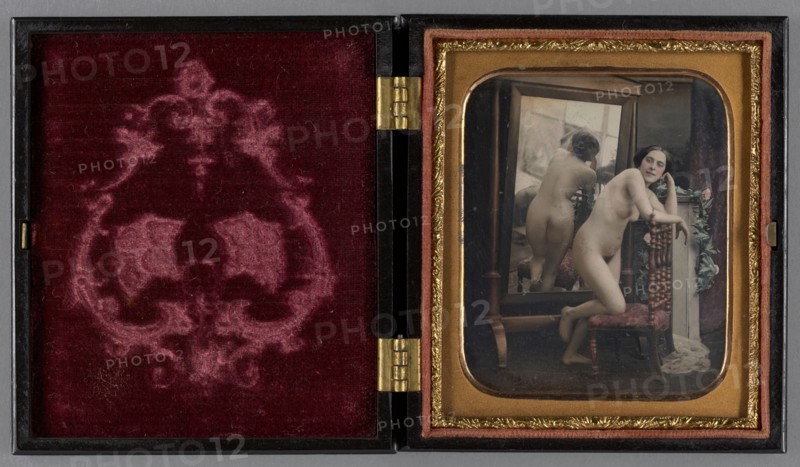 Female nude standing with back to full-length mirror; Félix Jacques Moulin, French, 1802 - 1875, 1851–1853; Daguerreotype