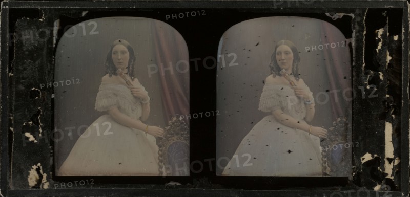 Portrait of Selena Frewen; Antoine Claudet, French, 1797 - 1867, about 1855; Stereograph, daguerreotype, hand-colored