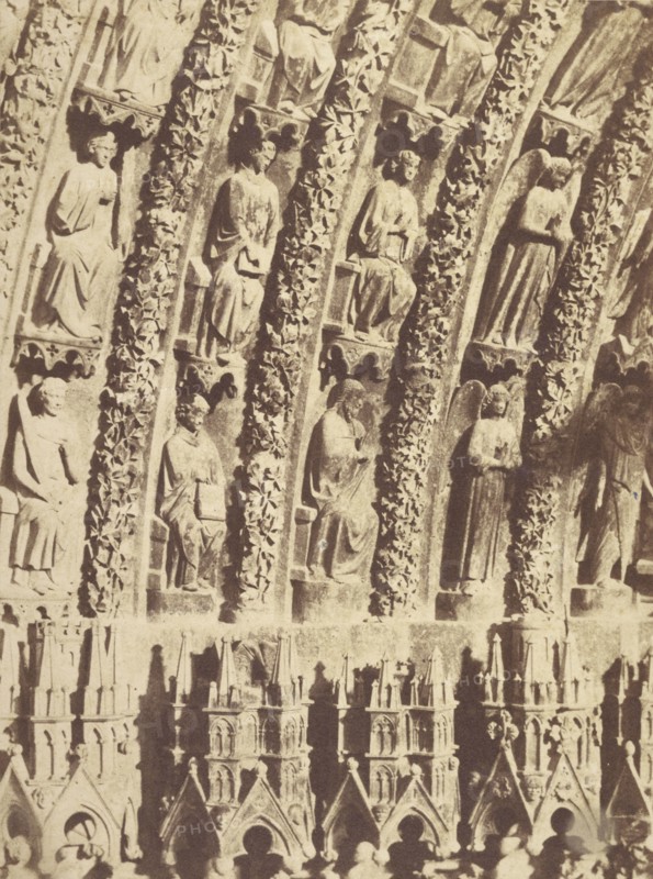 Close view of the tympanum of Bourges Cathedral; Pierre-Émile-Joseph Pécarrère, French, 1816 - 1904, Bourges, France; 1851