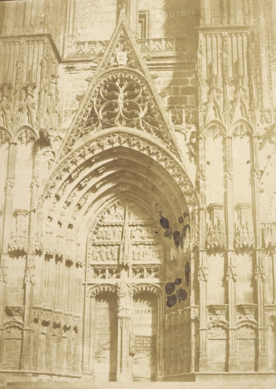 Main entrance of Bourges Cathedral; Pierre-Émile-Joseph Pécarrère, French, 1816 - 1904, Bourges, France; 1851; Salted paper