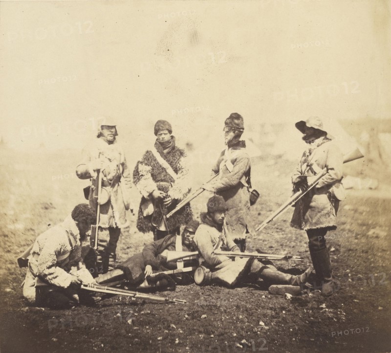 Men of the 68th Regiment - Winter Dress; Roger Fenton, English, 1819 - 1869, 1855; published January 1, 1856; Salted paper