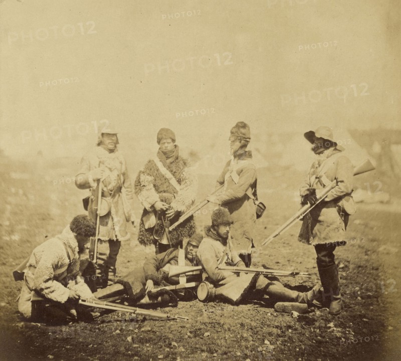 Men of the 68th Regiment - Winter Dress; Roger Fenton, English, 1819 - 1869, 1855; published January 1, 1856; Salted paper