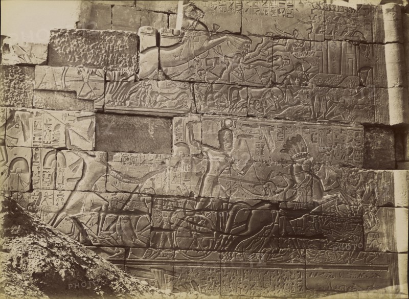 Karnak, Bas Reliefs, The Battle of Ramses , Karnak, Bas Reliefs, La Bataille de Ramses; Antonio Beato