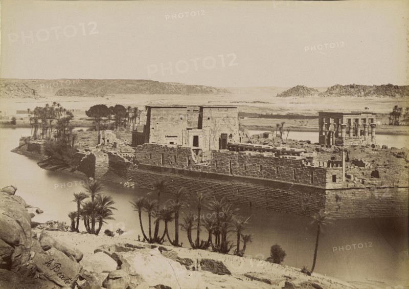 East View of Philae , Phile, Vue d'Est; Antonio Beato, English, born Italy, about 1835 - 1906, 1880 - 1889; Albumen silver