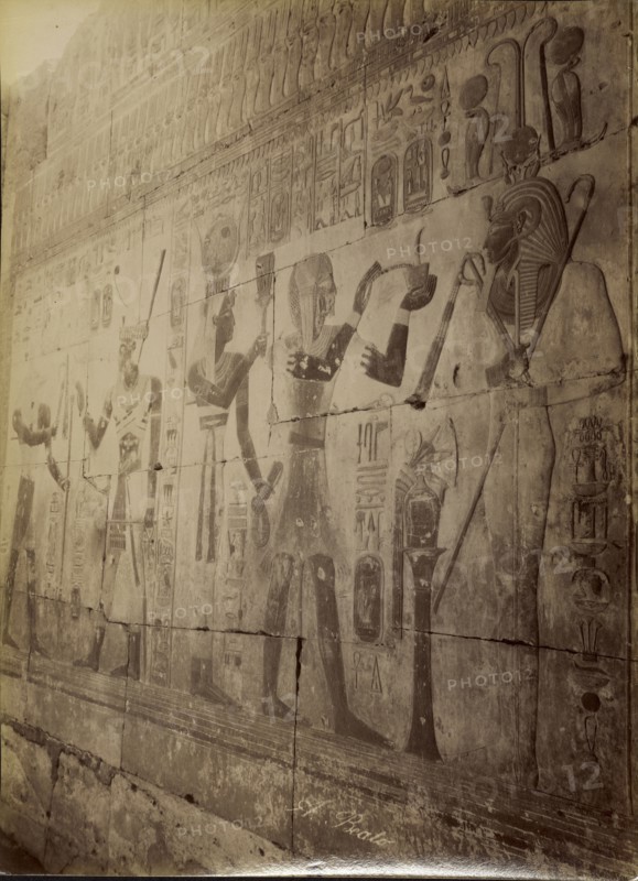 Abydos, Censing of Seti , Abydos, Encensement de Seti; Antonio Beato, English, born Italy, about 1835 - 1906, 1880 - 1889
