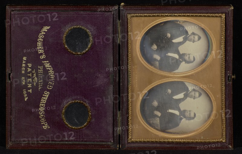 Great Uncle Joe Rogers and Mr. Pomeroy; Alexander Beckers, American, born Germany, active 1842 - 1869, about 1857; Stereograph