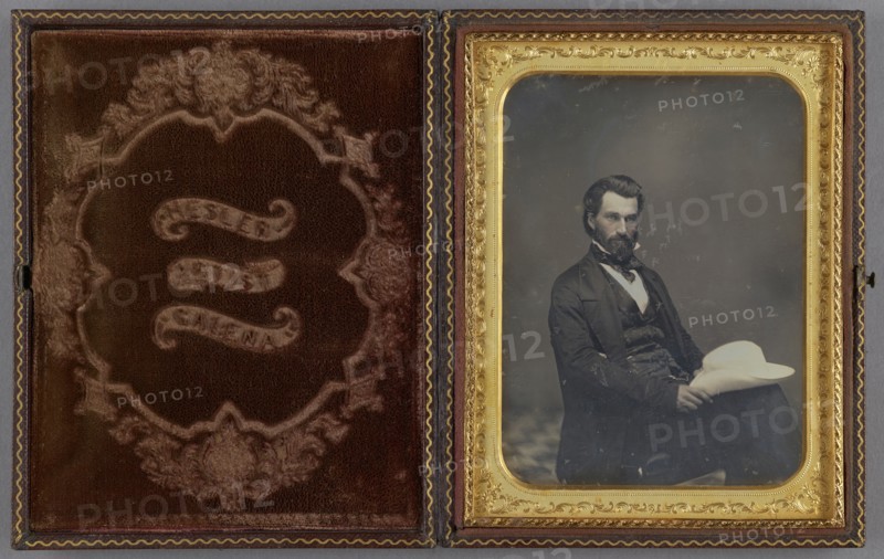 Portrait of a Seated man with hat on knee; Alexander Hesler, American, born Canada, 1823 - 1895, 1848 - 1853; Daguerreotype