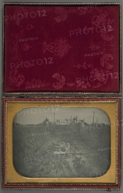 Canal Lock under Construction; American; about 1849; Daguerreotype