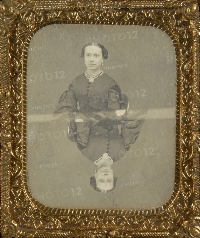 Double-Exposure Portrait of a Woman; American; about 1860; Daguerreotype