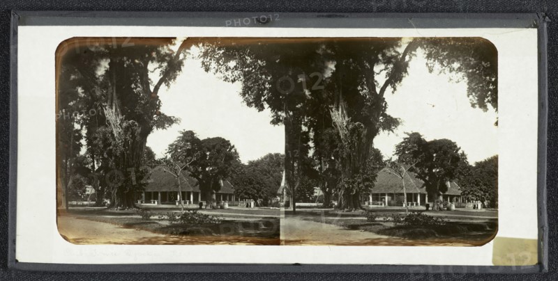Club House Djockja Karta Java; Walter B. Woodbury, British, 1834 - 1885, 1857 - 1863; Collodion on glass; 6.7 x 6.7 cm